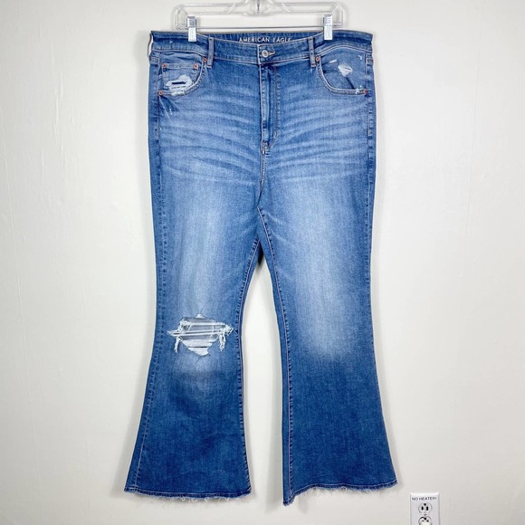 American Eagle Outfitters Jeans American Eagle Distressed High Waisted Super High Rise Flare